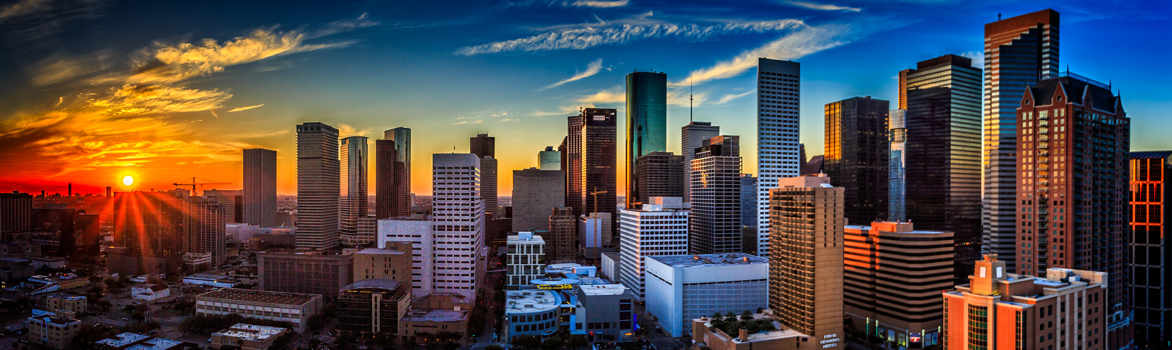 Gorgeous skyline of Houston near the Alex. Brown branch