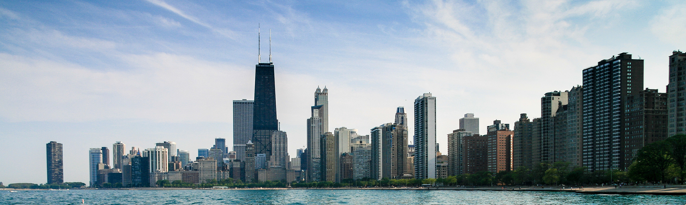 Skyline of downtown Chicago near the Alex. Brown branch